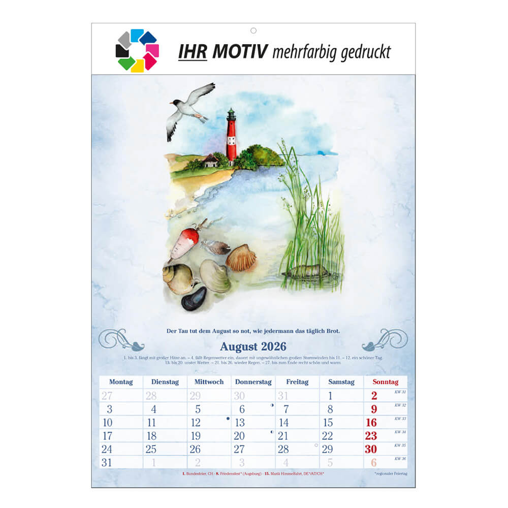 Bildkalender Der 100-Jährige Monat August