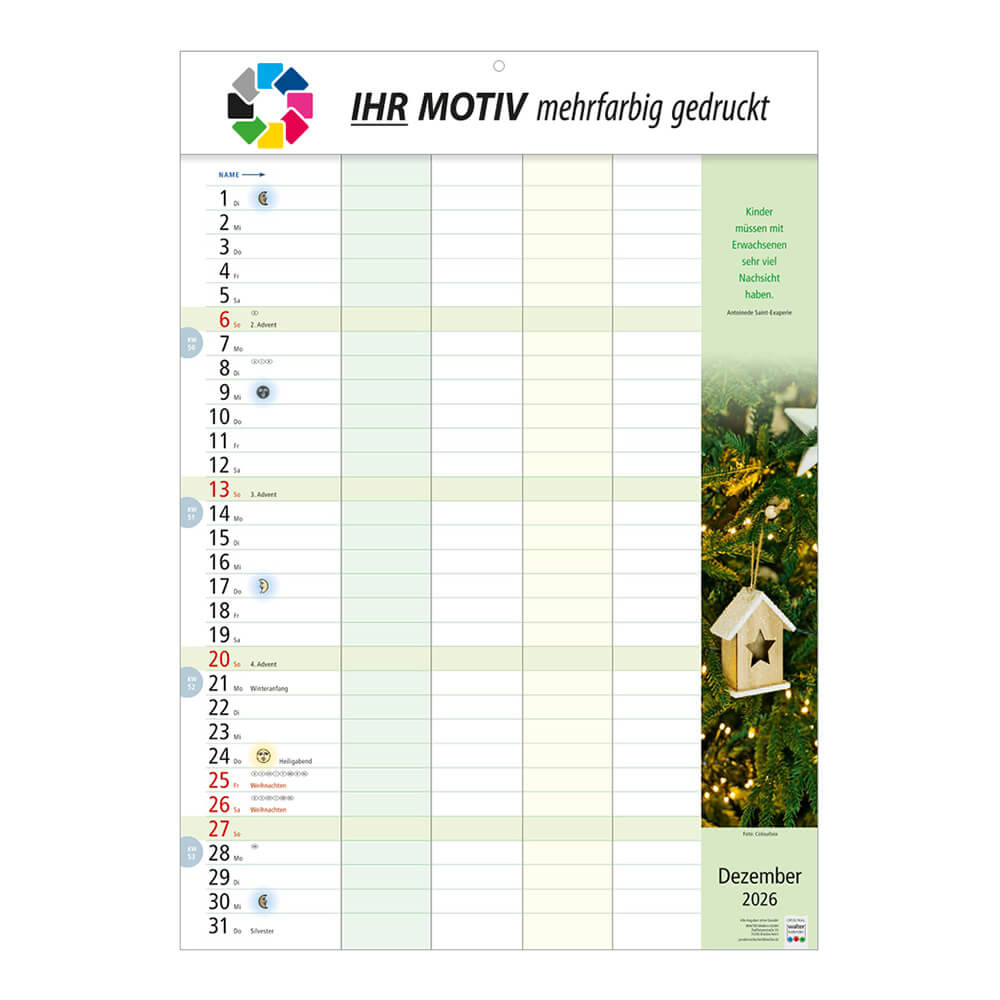 Bildkalender Familienkalender Monat Dezember