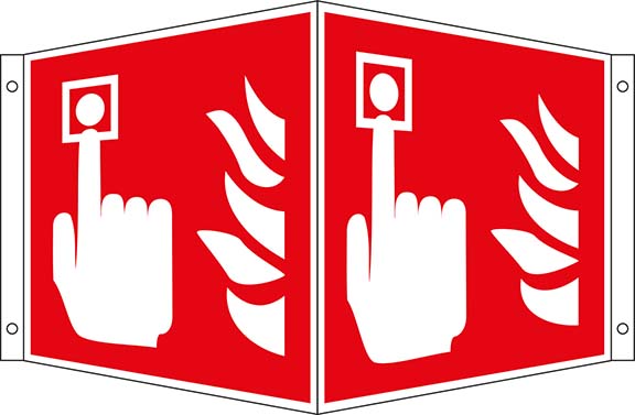 Brandmelder Winkelschild Aluminium, nachleuchtend15 x 15 cm