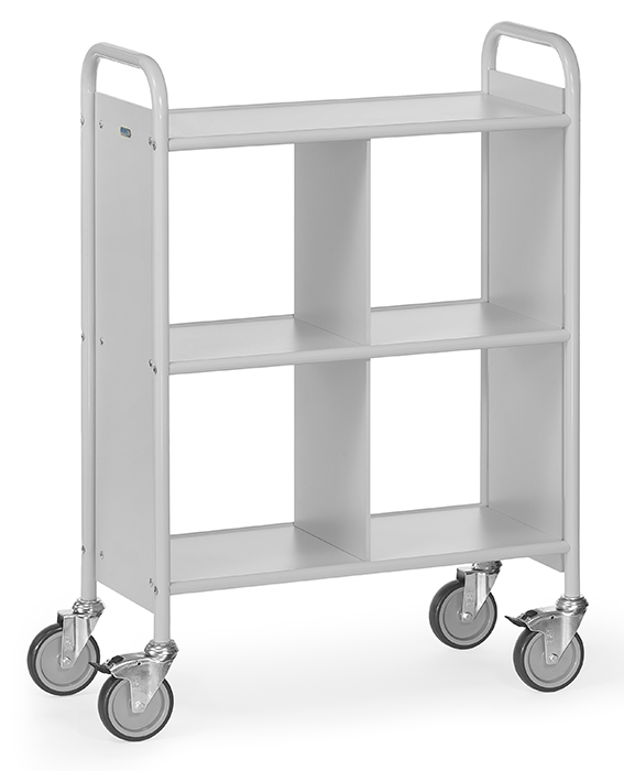 Vorschau: Fetra Bürowagen Ladefläche 720 x 350 mm  grau 3 Böden 1 Trennwand