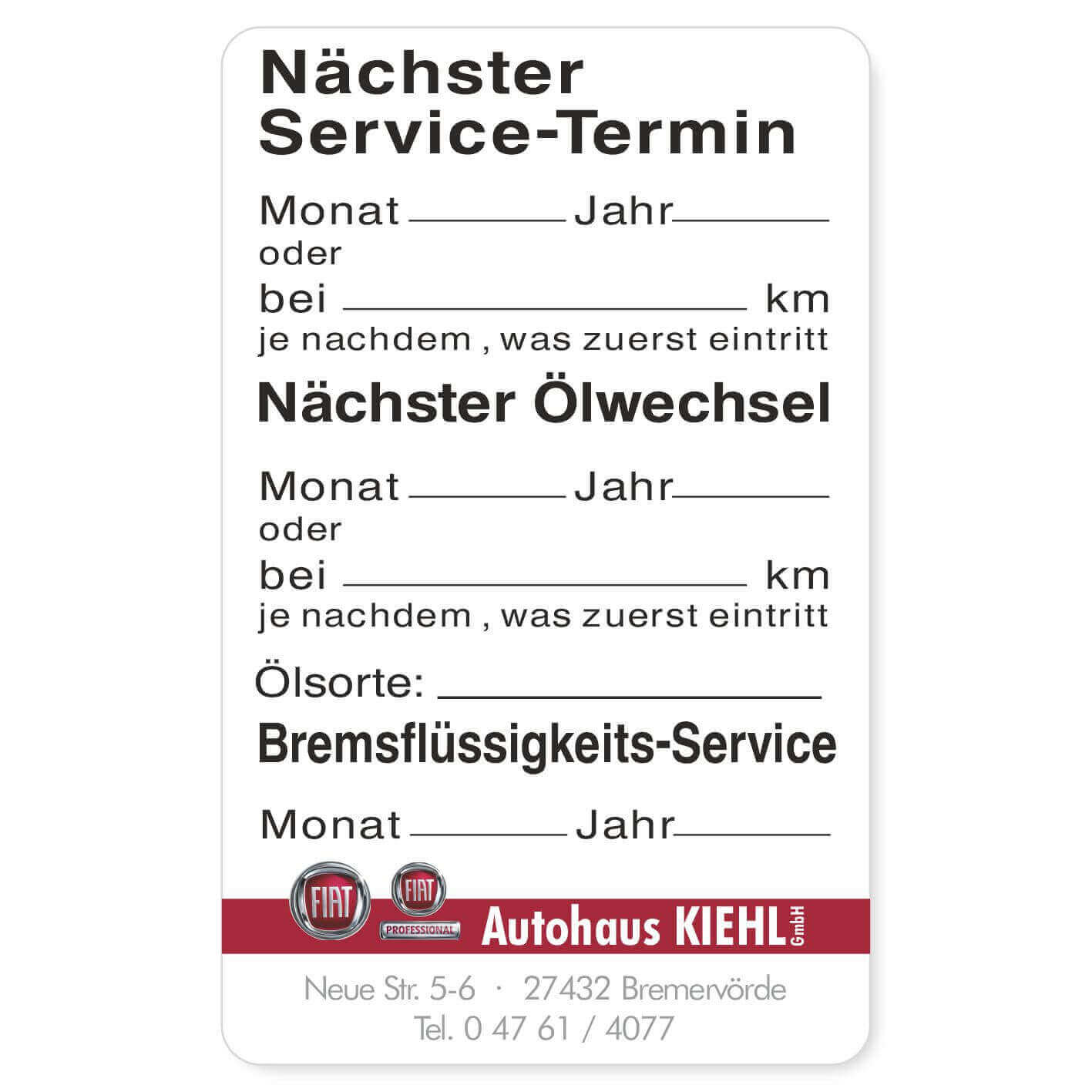 Nächster Service, Nächster Ölwechsel, Bremsflüssigkeit Beispiel 1