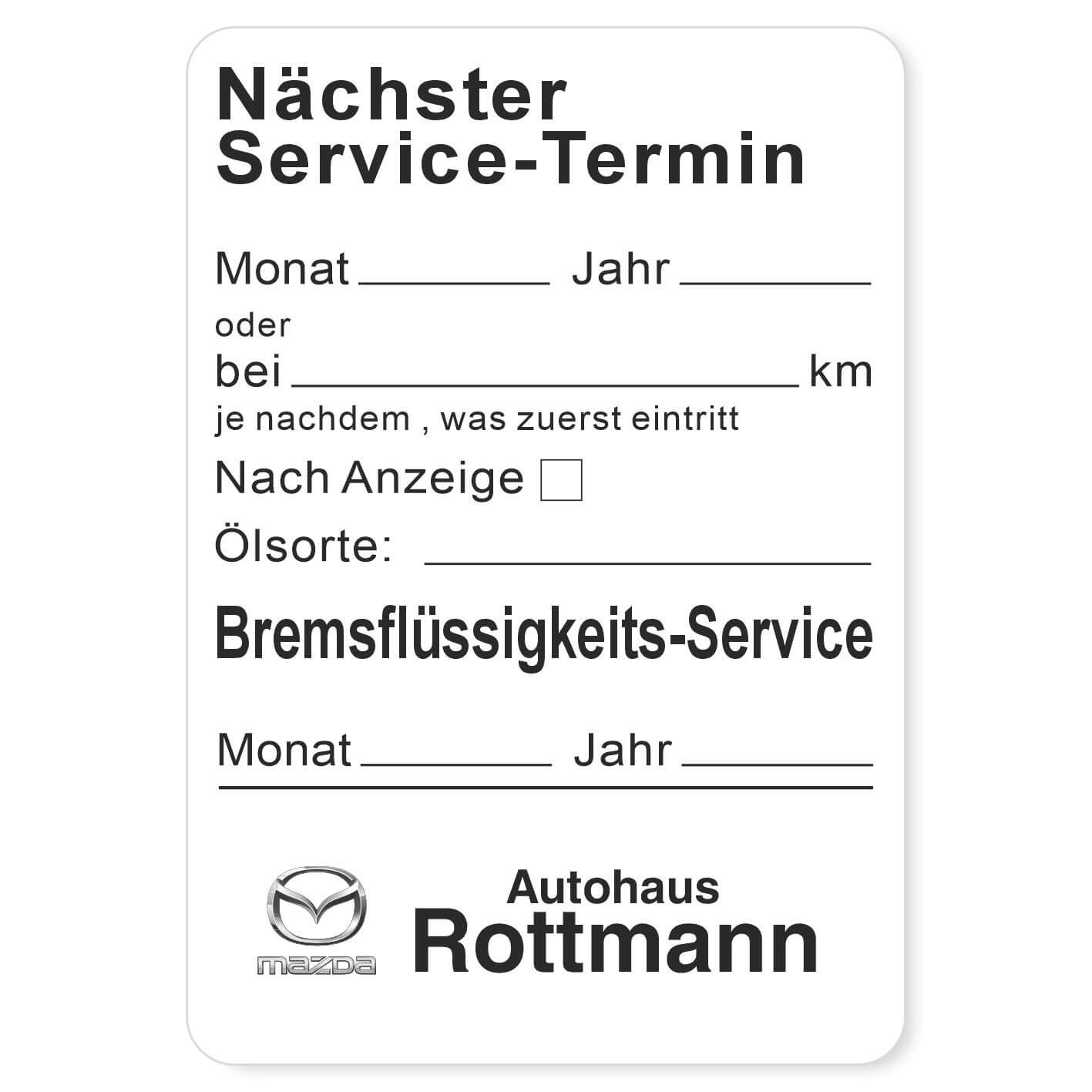 Nächster Service, Bremsflüssigkeits-Service Beispiel 1