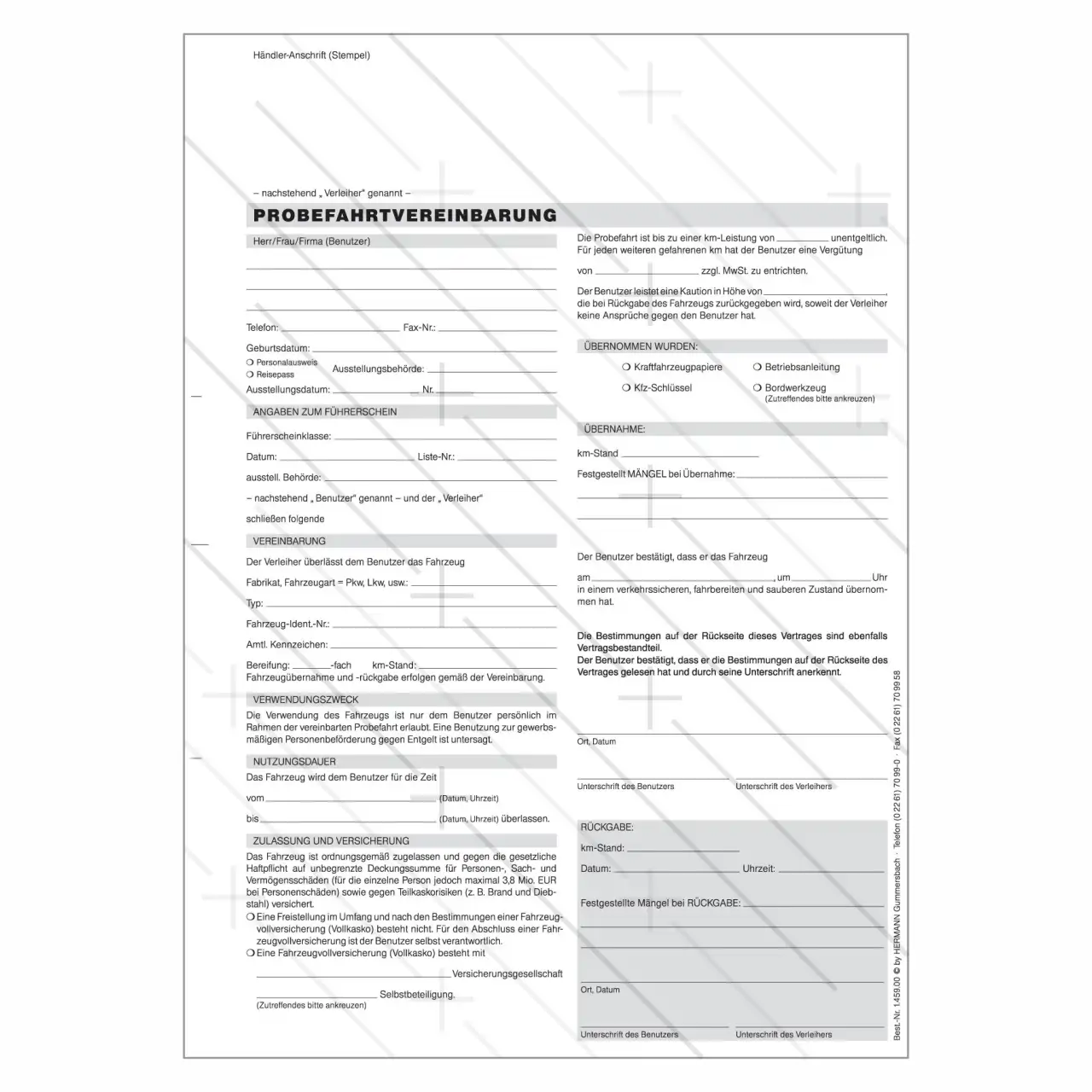 Vorschau: Probefahrtvereinbarung
