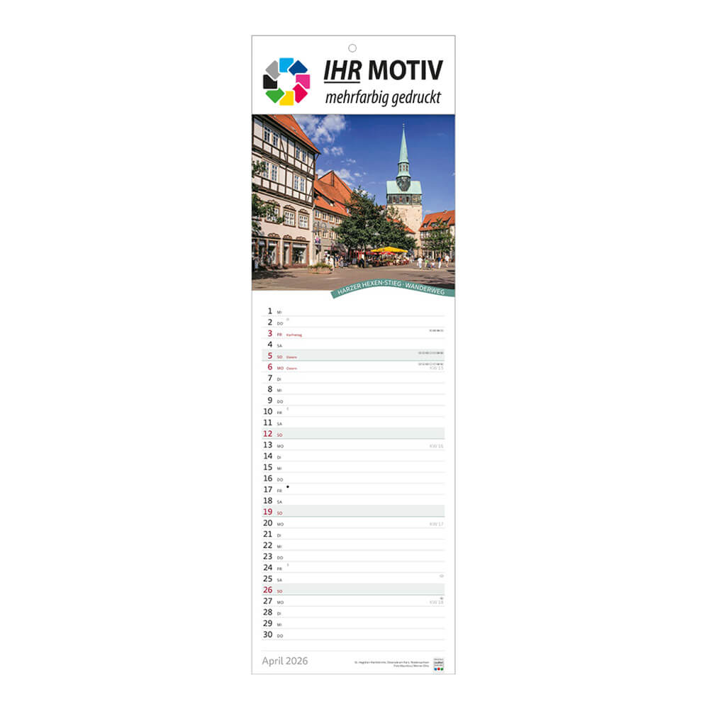 Streifenkalender Rad- und Wanderwege Monat April