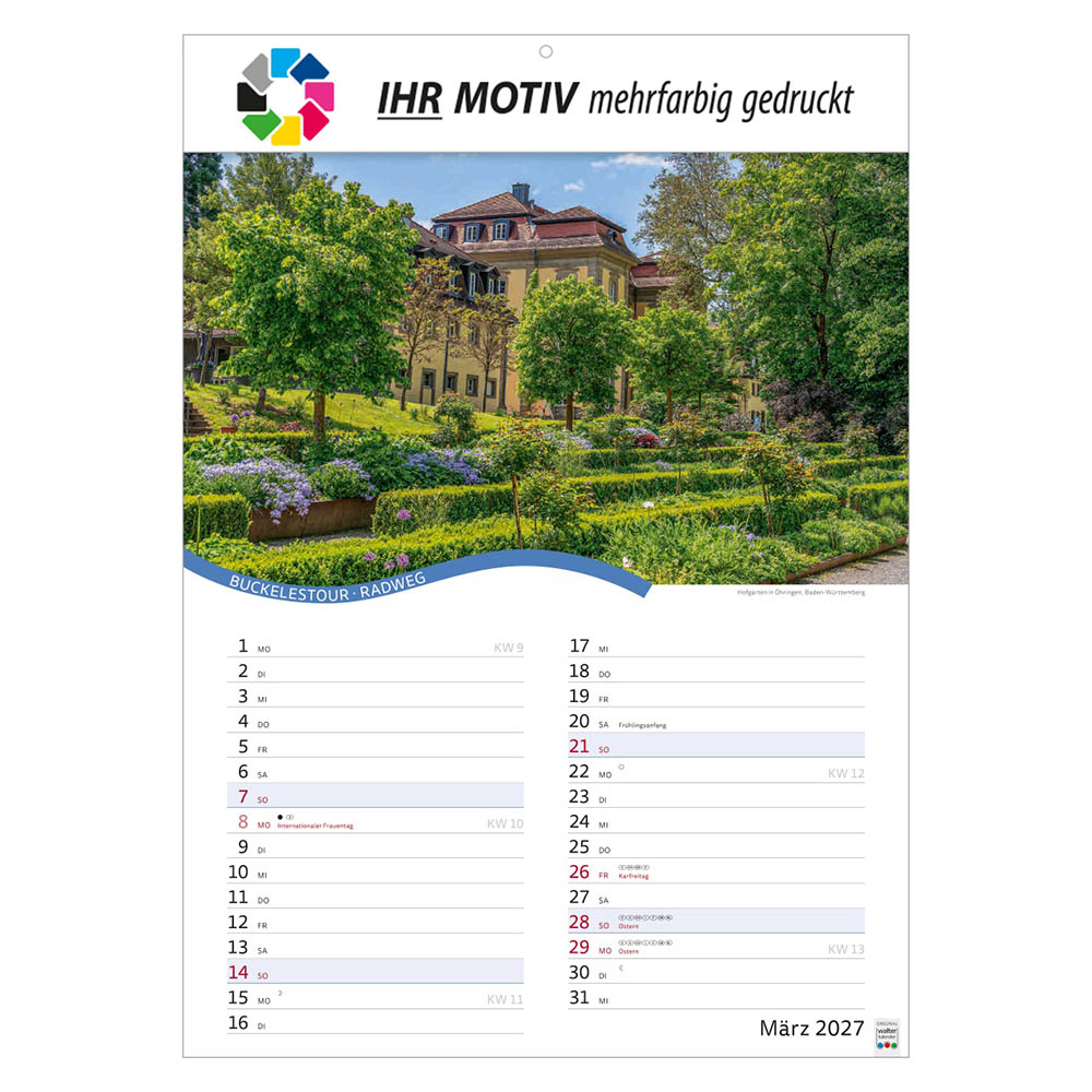 Bildkalender Rad- und Wanderwege, Ausgabe 2027 Monat März