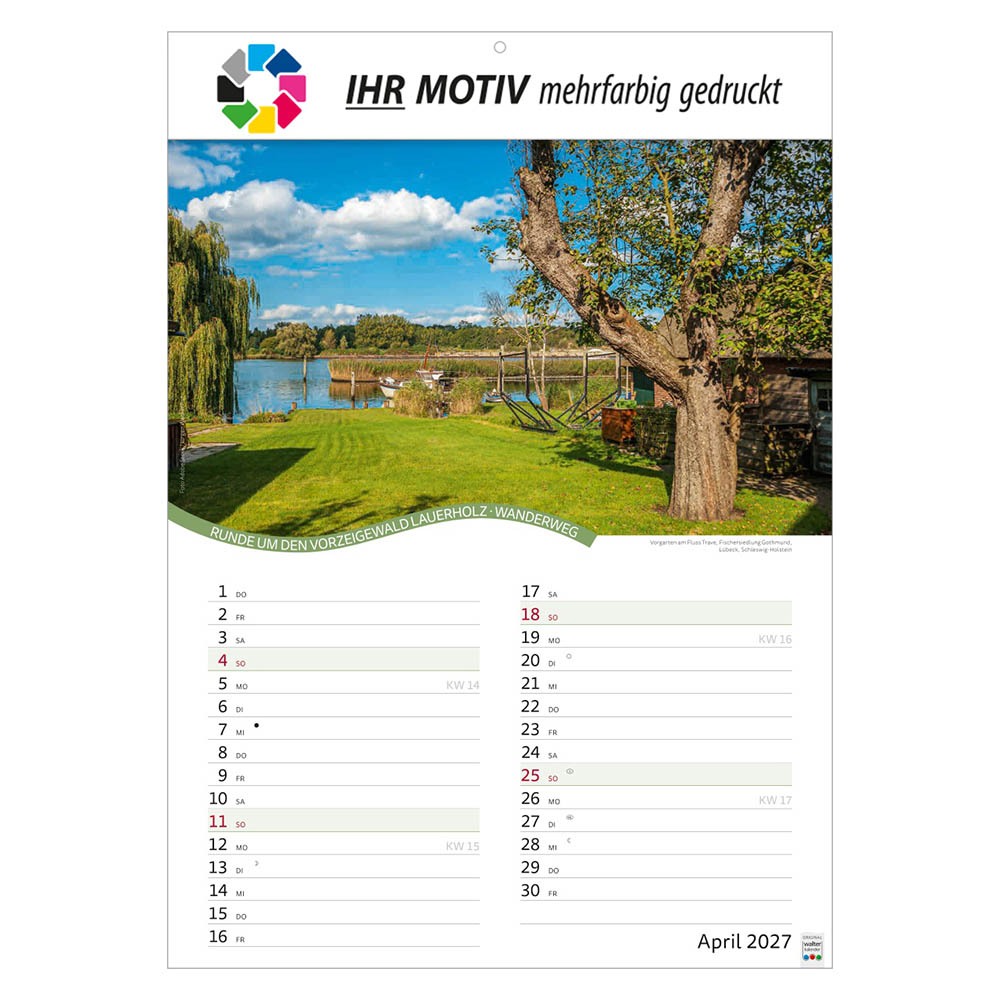 Bildkalender Rad- und Wanderwege, Ausgabe 2027 Monat April