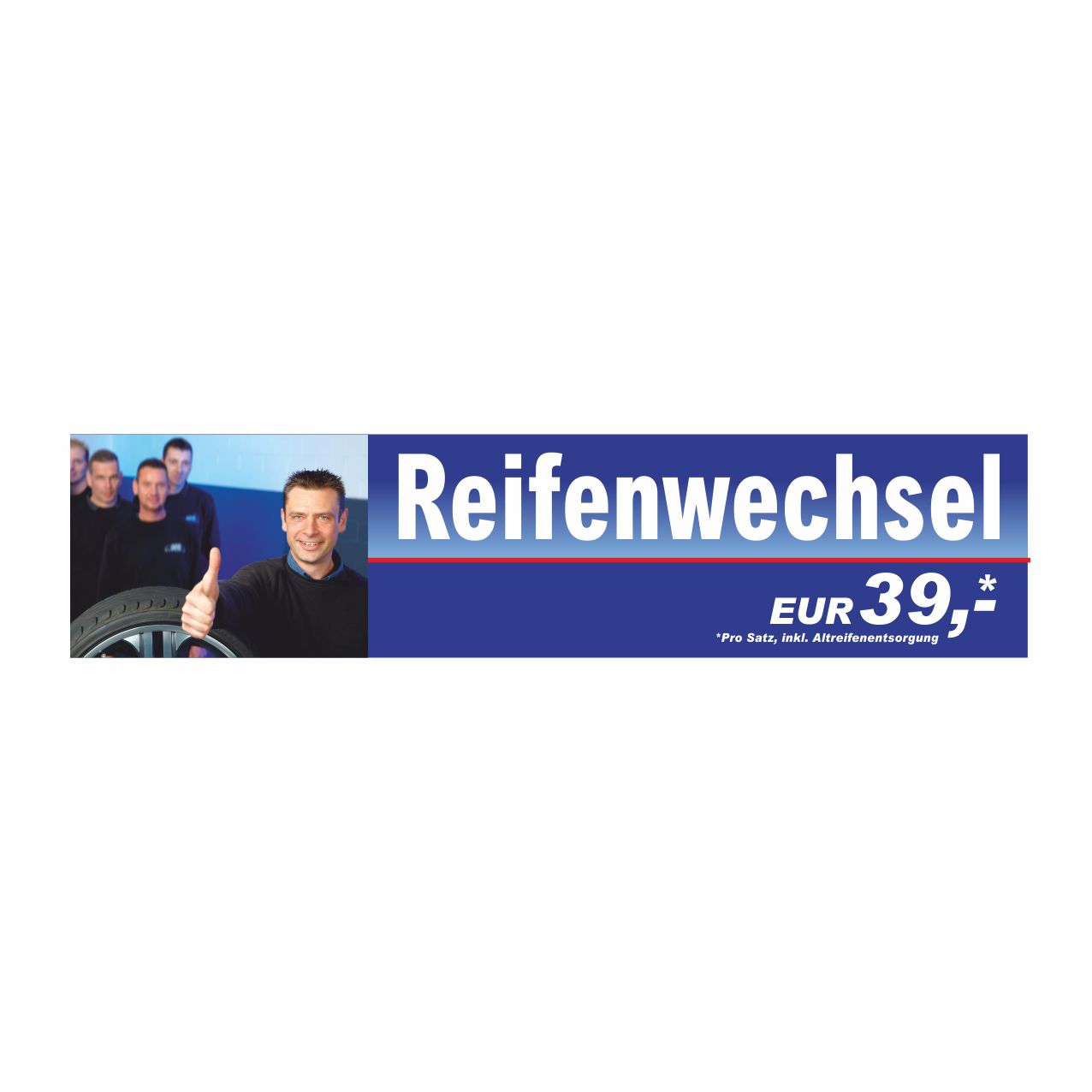Vorschau: Werbebanner Reifenwechsel, 300 x 70 cm
