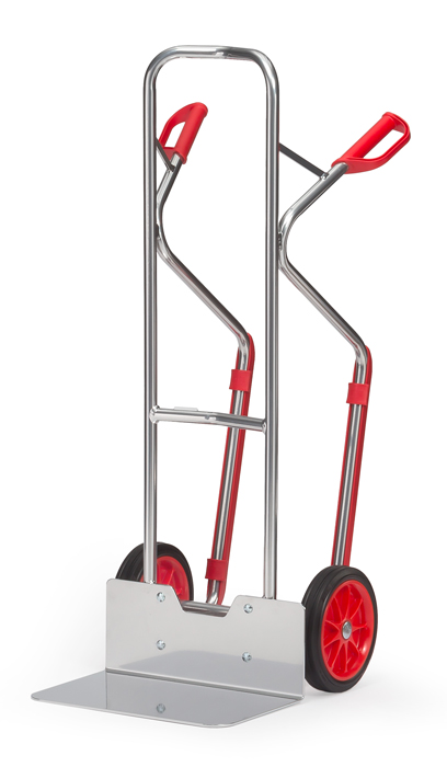 Vorschau: Fetra Alu-Stapelkarre Vollgummiräder 260 x 56 mm bis 200 kg Höhe 1300 mm Gleitkufen breite Schaufel