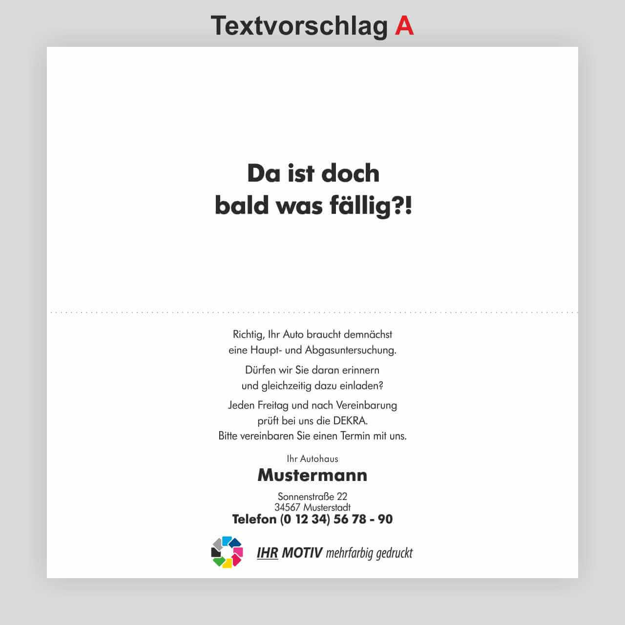Vorschau: HU/AU-Erinnerungs-Klappkarte, Motiv Werkstatt