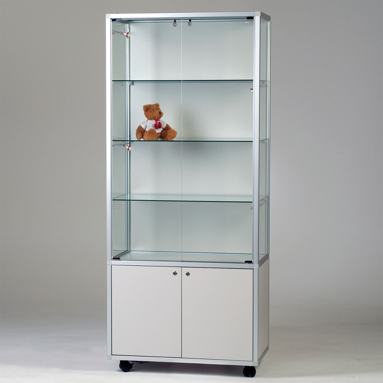 Vorschau: Vitrine mit Unterschrank, 2 Türen, 3 Fachböden
