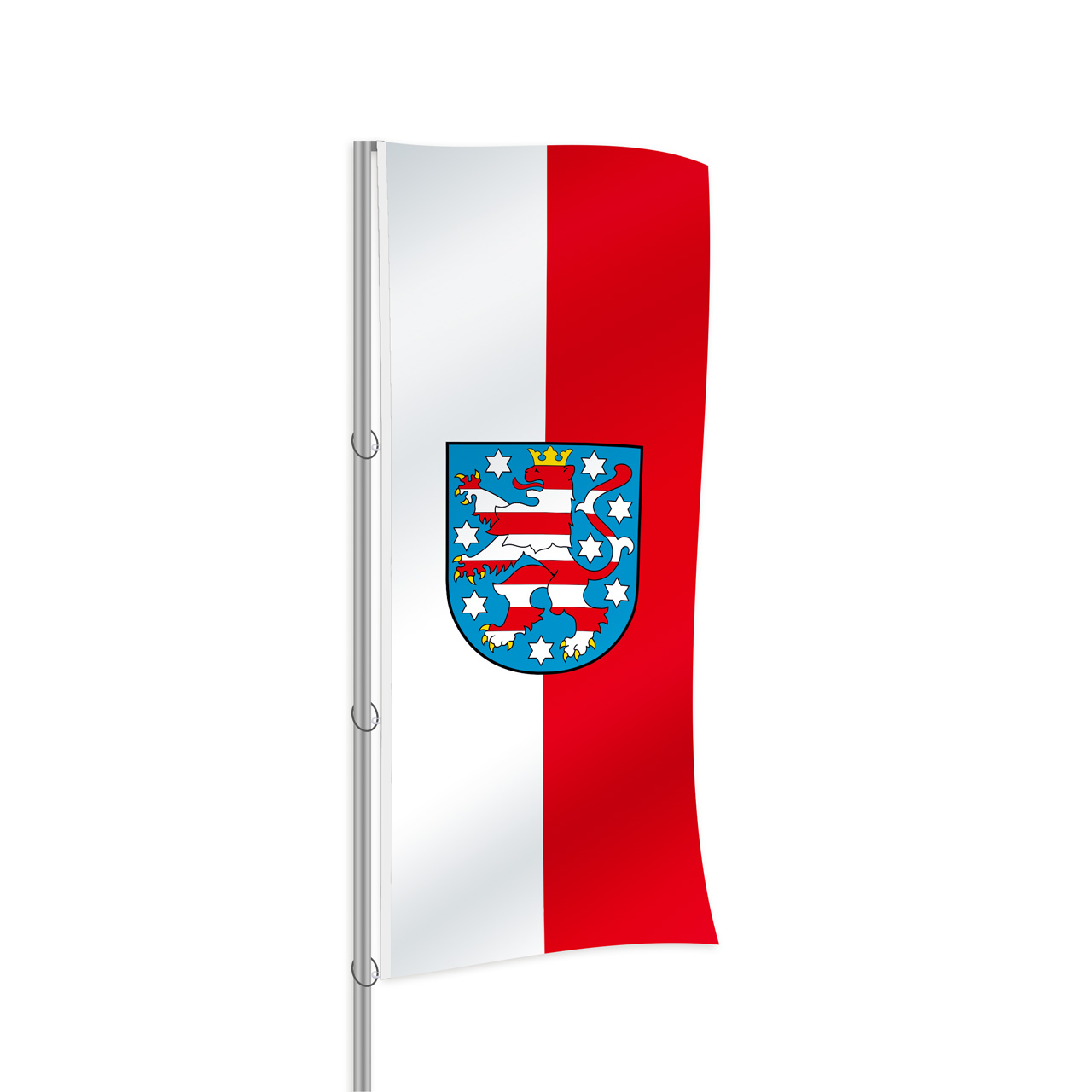 Vorschau: Thüringen mit Wappen Hochformatfahne
