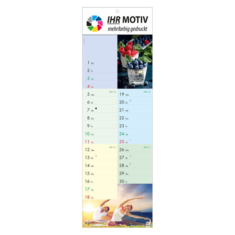 Streifenkalender fit und gesund, Ausgabe 2027 Monat April