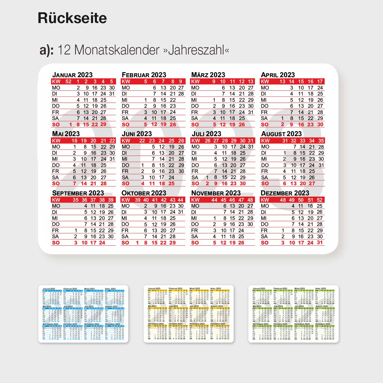 Vorschau: Scheckkartenkalender Ferien