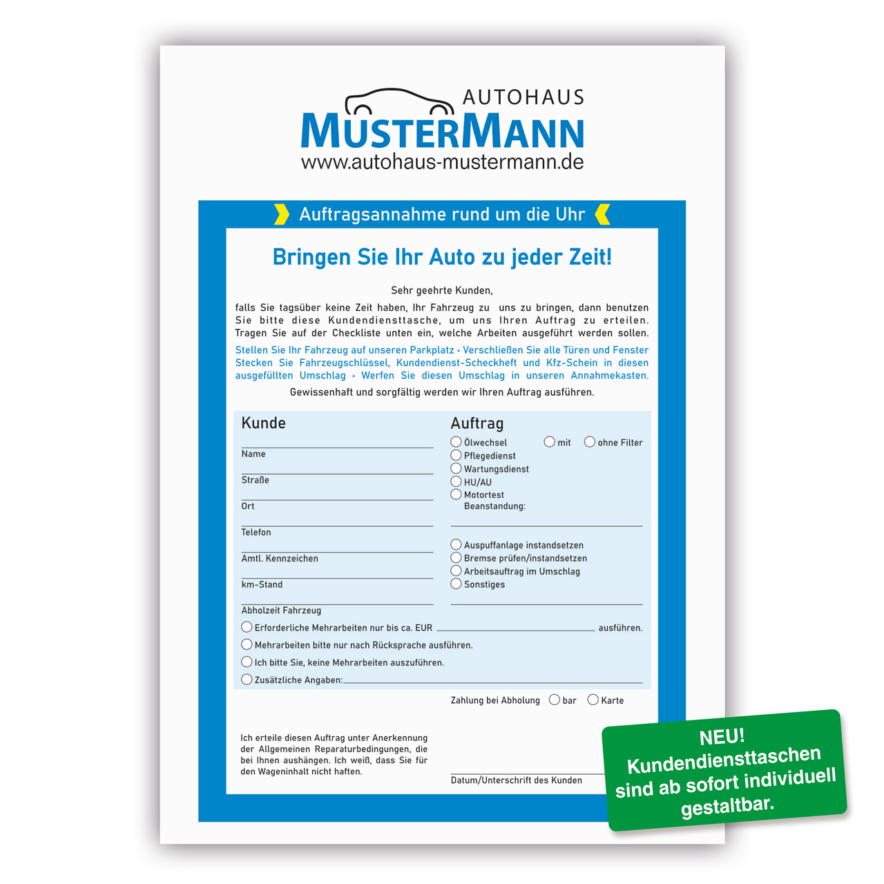 Annahmetasche mit individuellem Druck