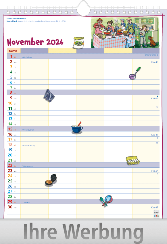 Vorschau: Bildkalender Familienplaner mit Wire-O Bindung, Ausgabe 2027