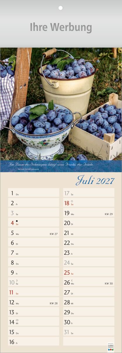 Streifenkalender Landleben, Ausgabe 2027 Monat Juli