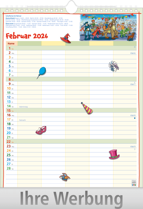 Vorschau: Bildkalender Familienplaner mit Wire-O Bindung, Ausgabe 2027