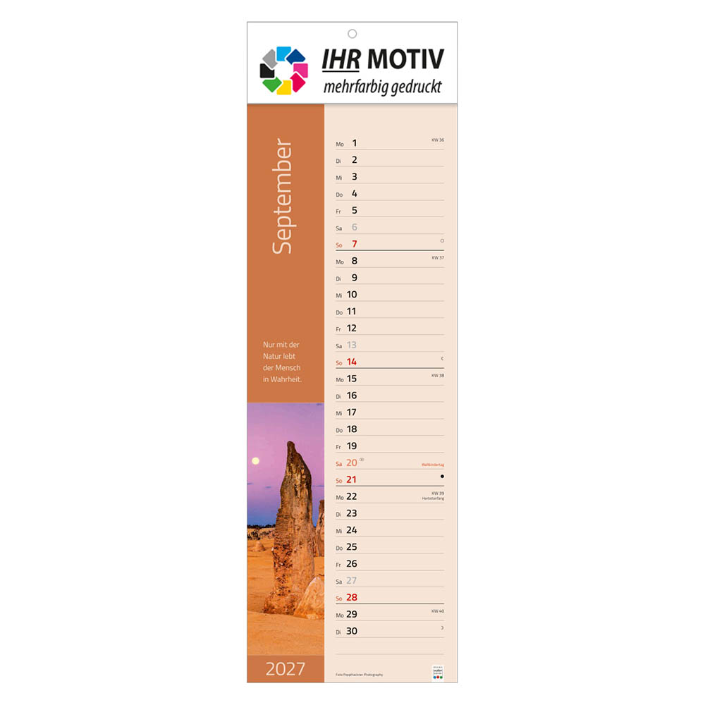 Streifenkalender Augenblicke, Ausgabe 2027 Monat September