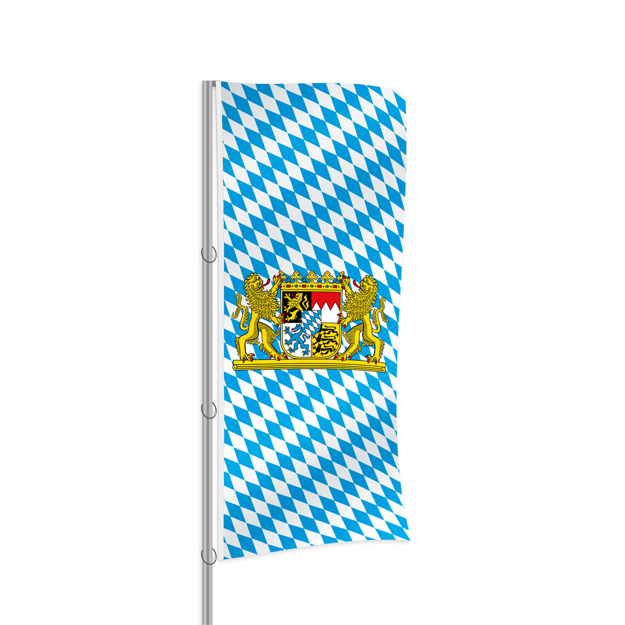 Vorschau: Bayern Raute mit Wappen Hochformatfahne