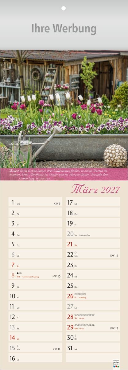 Streifenkalender Landleben, Ausgabe 2027 Monat März