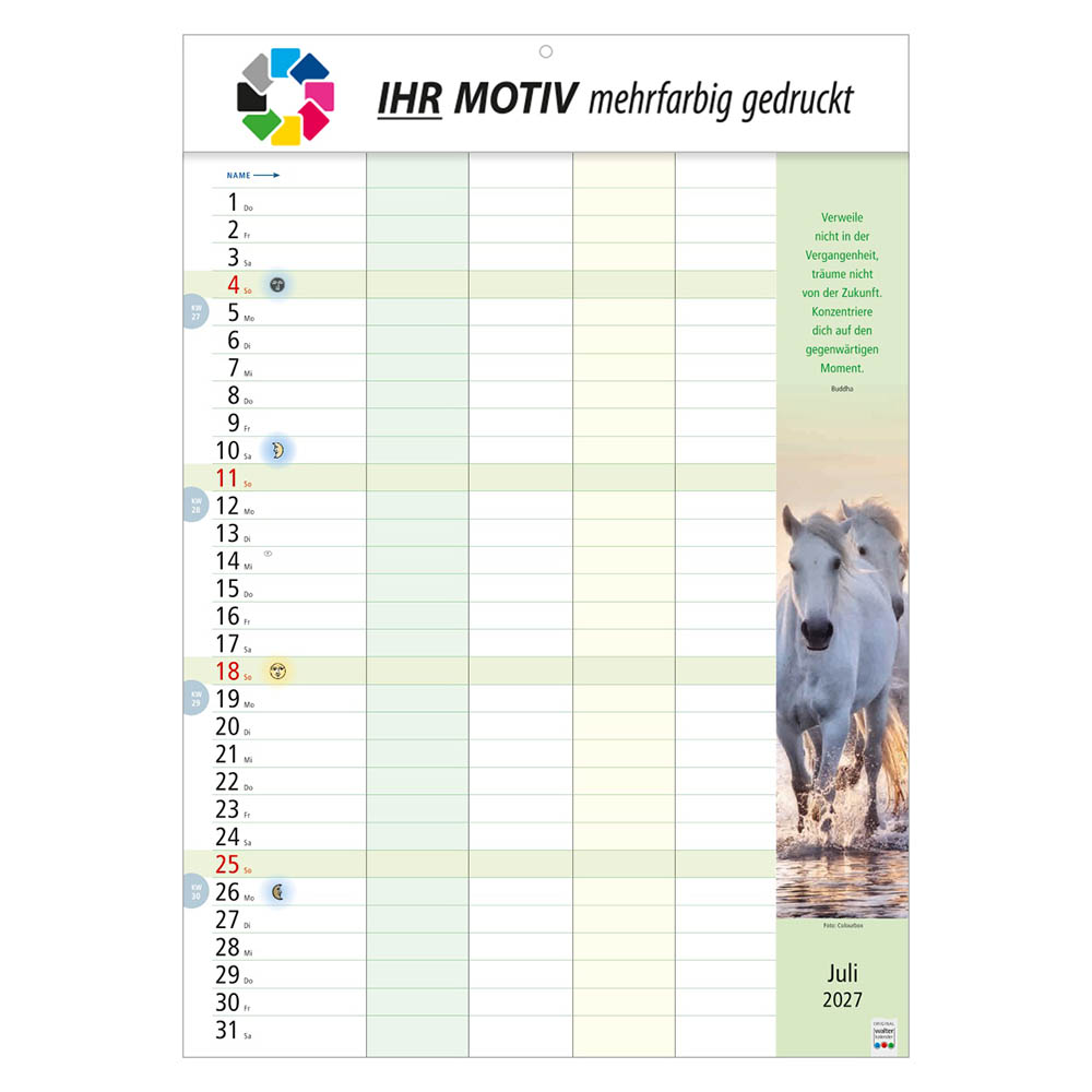 Bildkalender Familienkalender, Ausgabe 2027 Monat Juli