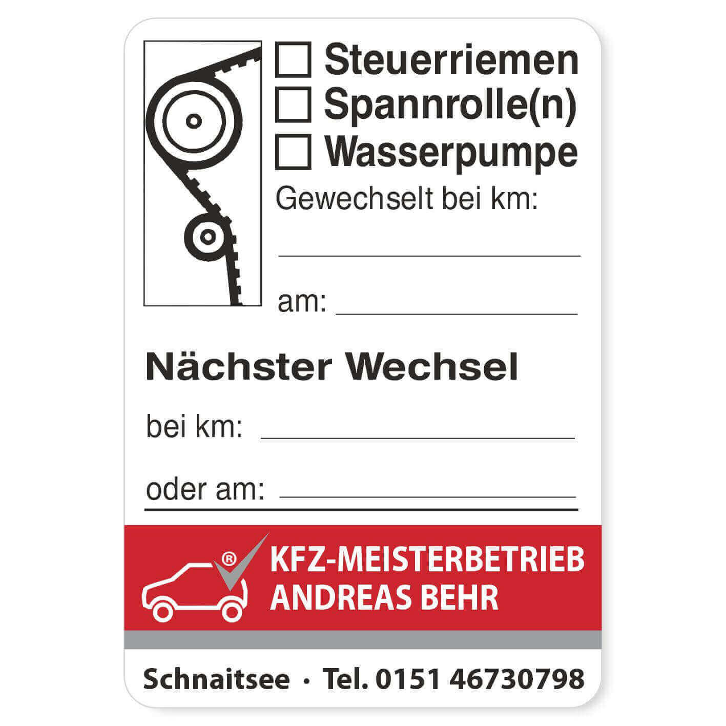 Steuerriemen, Spannrolle, Wasserpumpe, Nächster Wechsel Beispiel 1