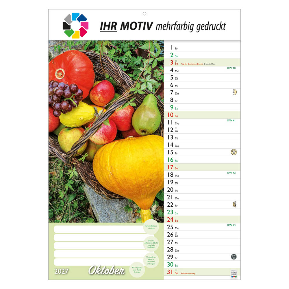 Bildkalender Günthers Gartenplaner, Ausgabe 2027 Monat Oktober