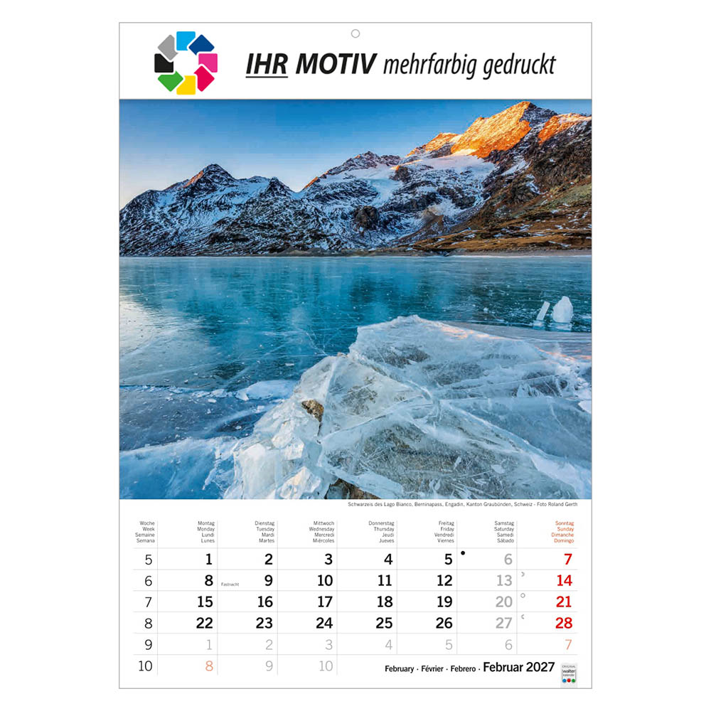 Bildkalender Sonnentage Alpen, Ausgabe 2027 Monat Februar