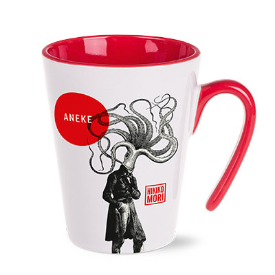 Open Tasse aus Keramik weiß/rot