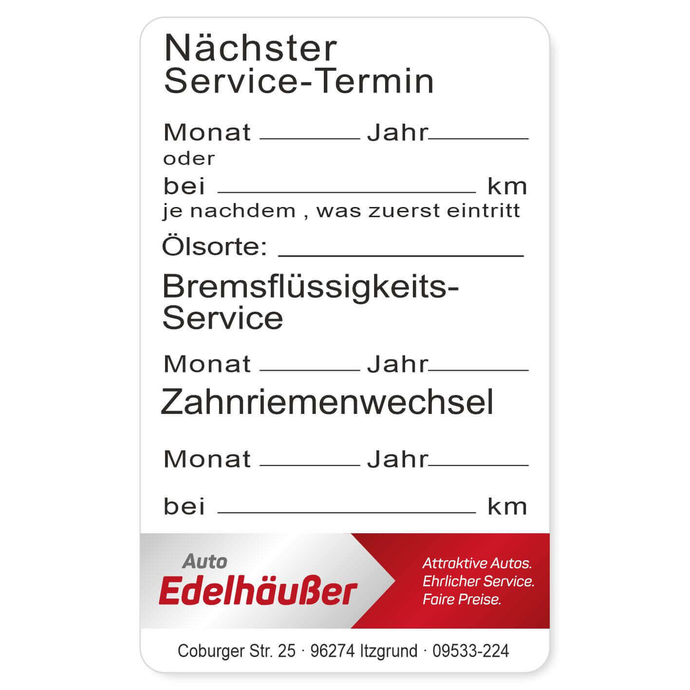 Nächster Service, Bremsflüsskeits-Service, Zahnriehmenwechsel Beispeil 1