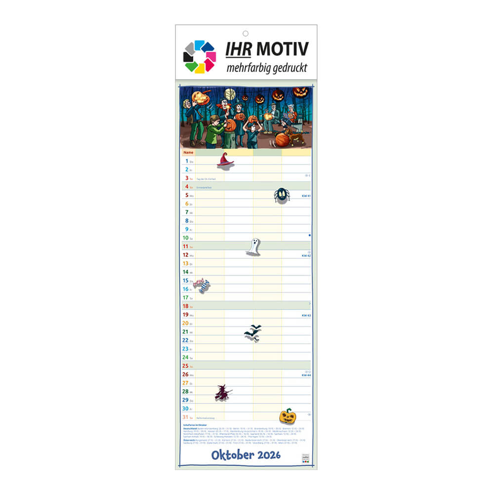 Streifenkalender Unser Familienplaner Monat Oktober