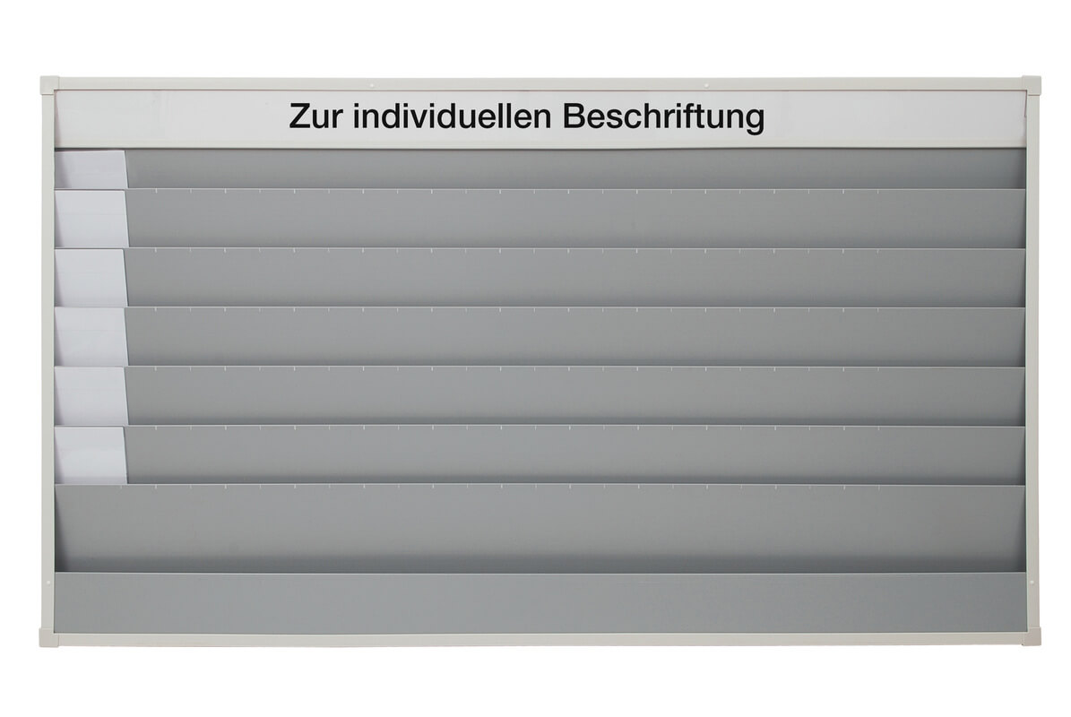 Vorschau: Planungstafel für DIN A4, mit 7 Reihen (6+1 Reihe) für Baupläne