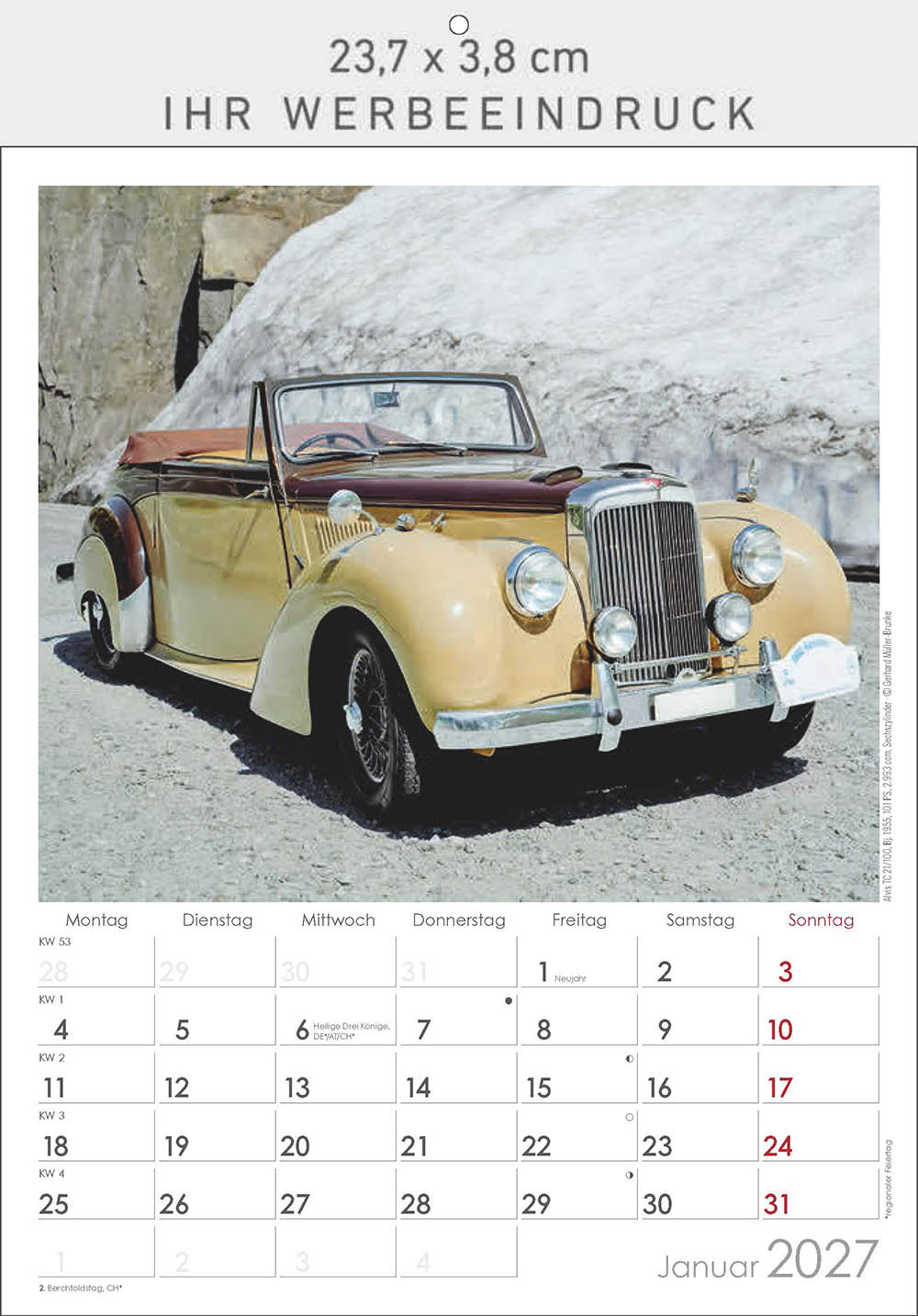 Bildkalender Oldtimer, Ausgabe 2027 Monat Januar