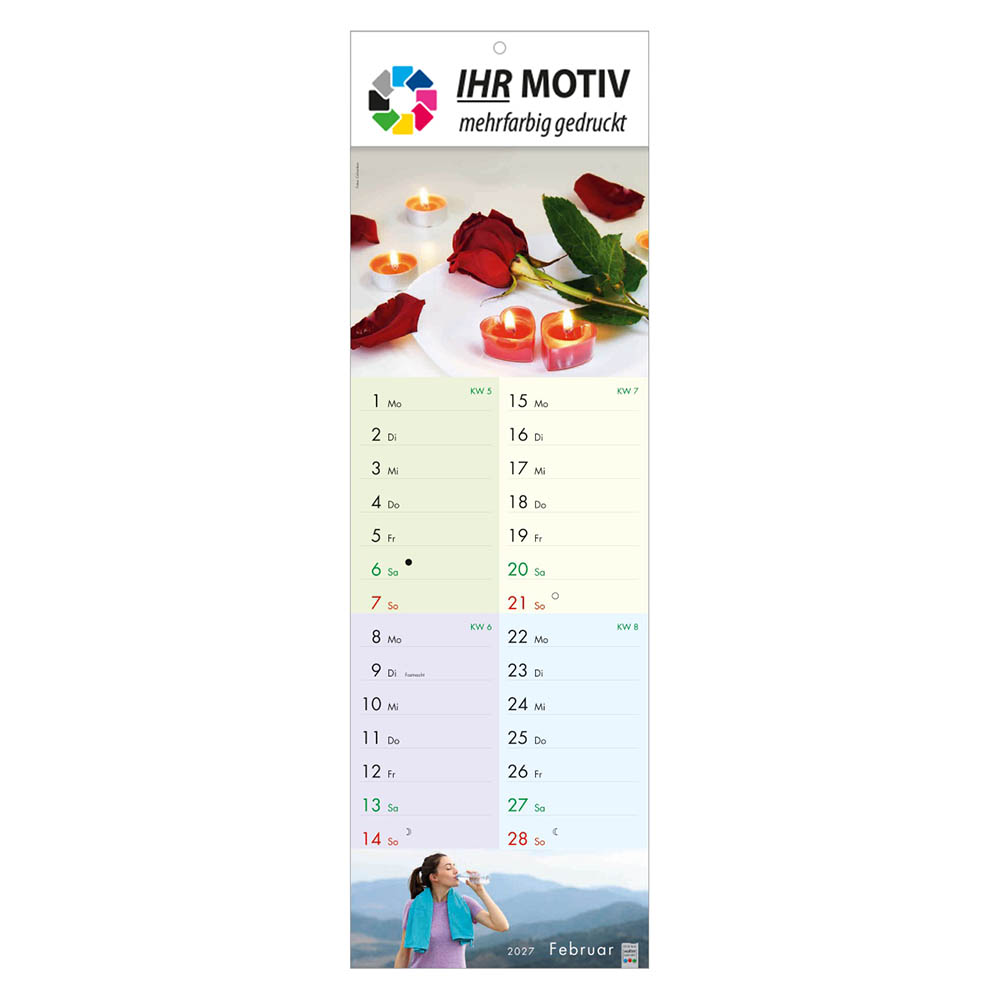 Streifenkalender fit und gesund, Ausgabe 2027 Monat Februar