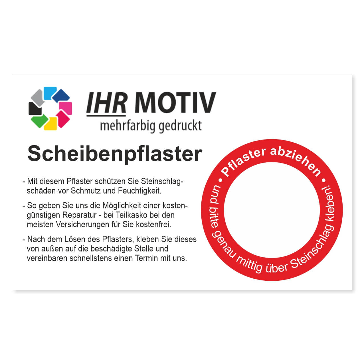 Vorschau: PVC-Aufkleber Scheibenpflaster in Visitenkartengröße 85 x 54 mm
