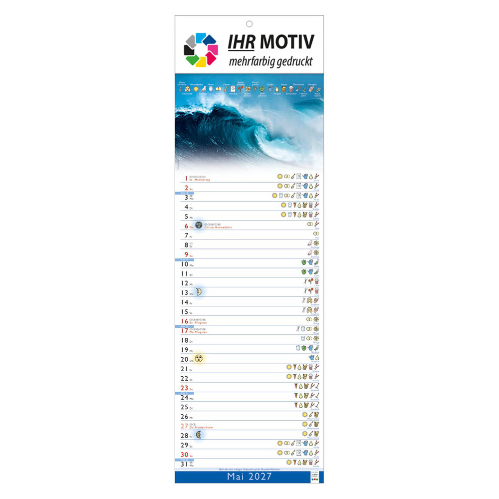 Streifenkalender Mondkalender, Ausgabe 2027 Monat Mai