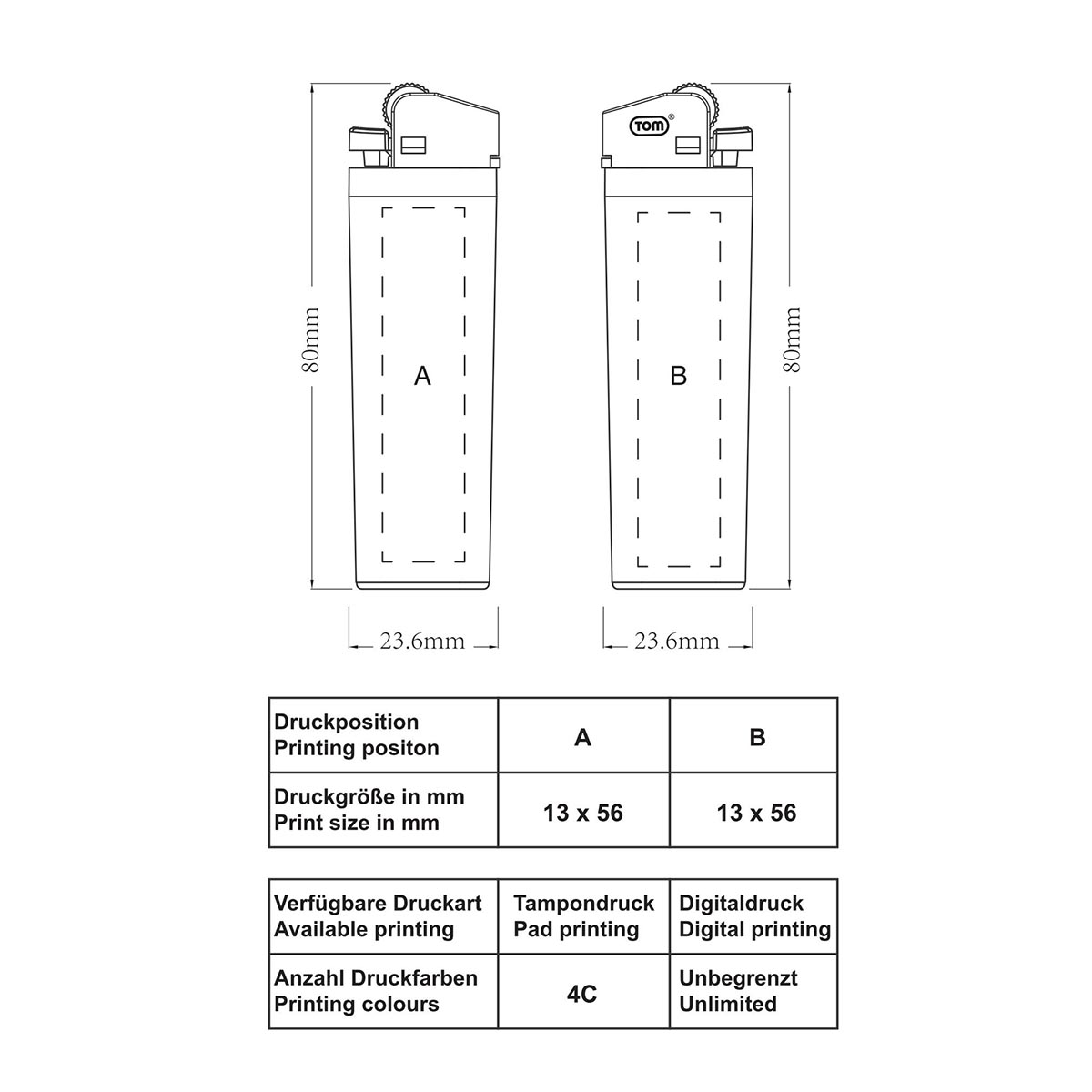 TOM® NM-1 01 Reibradfeuerzeug Skizze