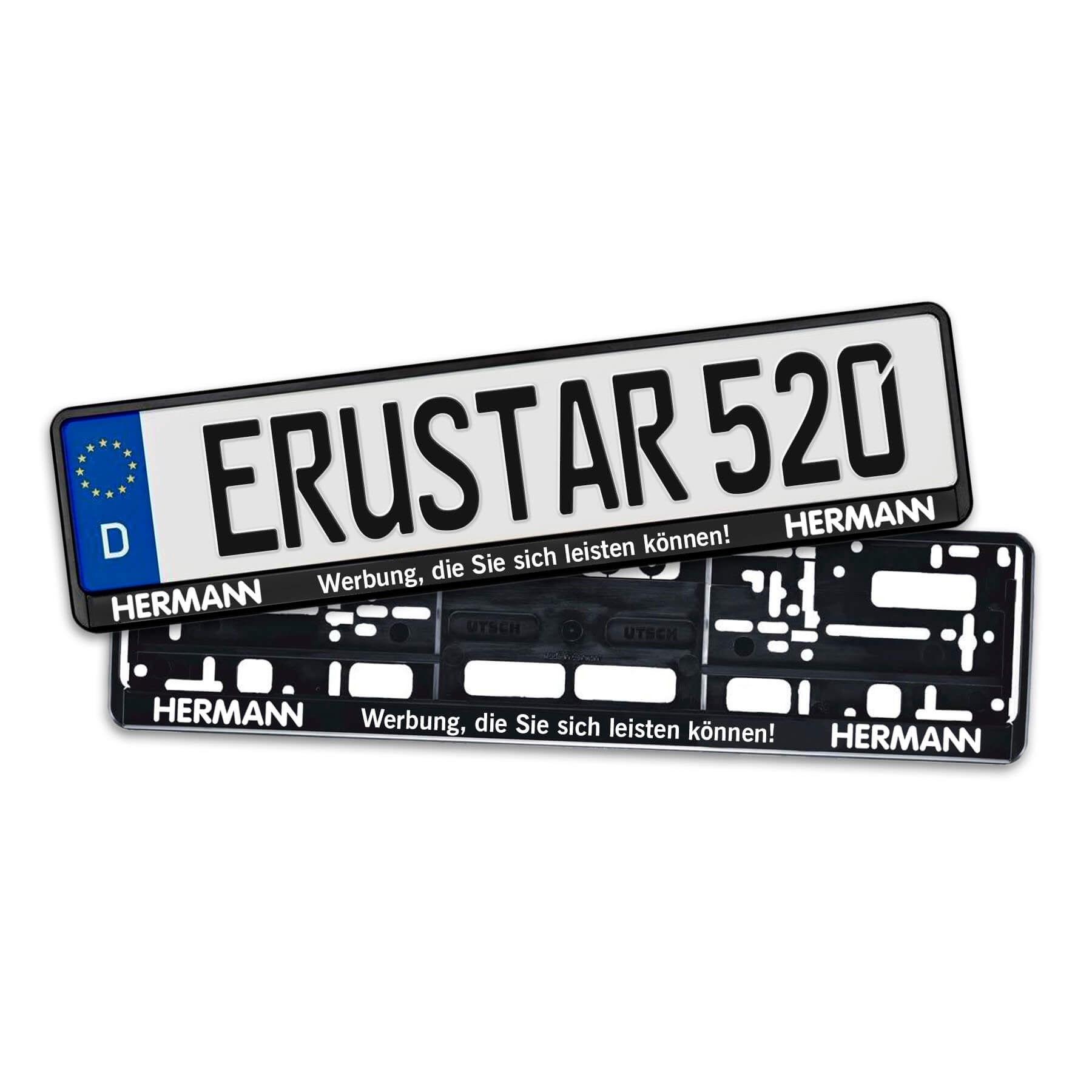 Kennzeichenhalter ERUSTAR schwarz Erhaben, 520 mm