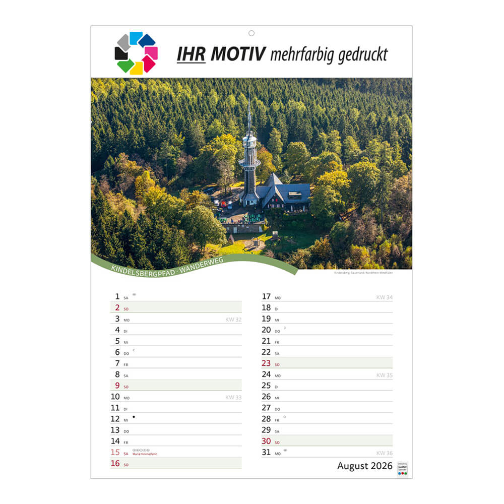 Bildkalender Rad- und Wanderwege Monat August