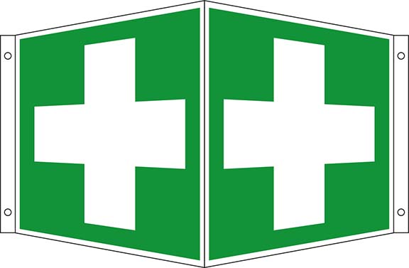 Rettungs-Winkelschild Erste Hilfe Aluminium, nachleuchtend15 x 15 cm