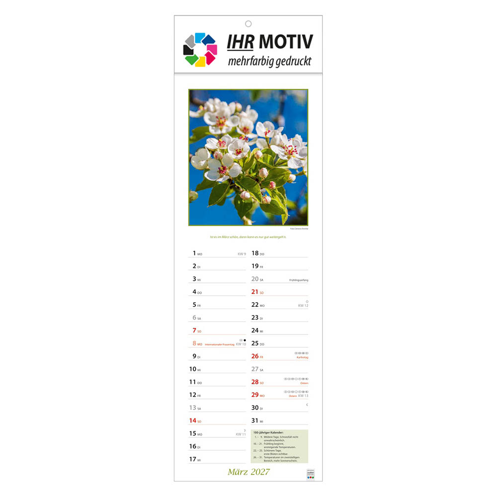Streifenkalender Landpartie, Ausgabe 2027 Monat März