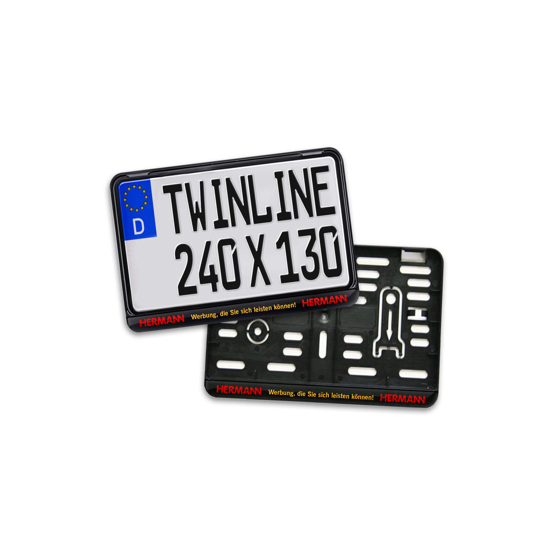 Kennzeichenhalter TWINLINE schwarz Größe: 240 x 130 mm für Motorräder und Landmaschinen 4c Doming