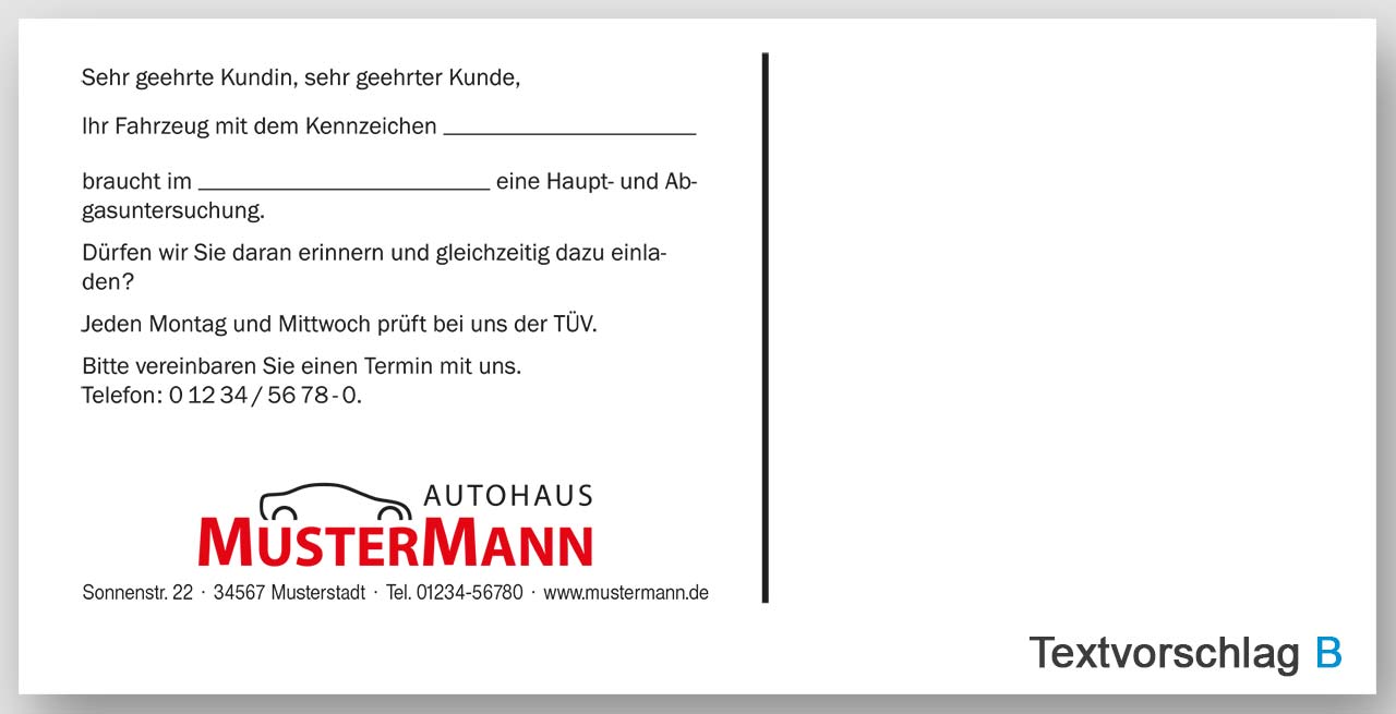 Vorschau: Maxi-Postkarte HU/AU-Erinnerung, Motiv Plakettentausch
