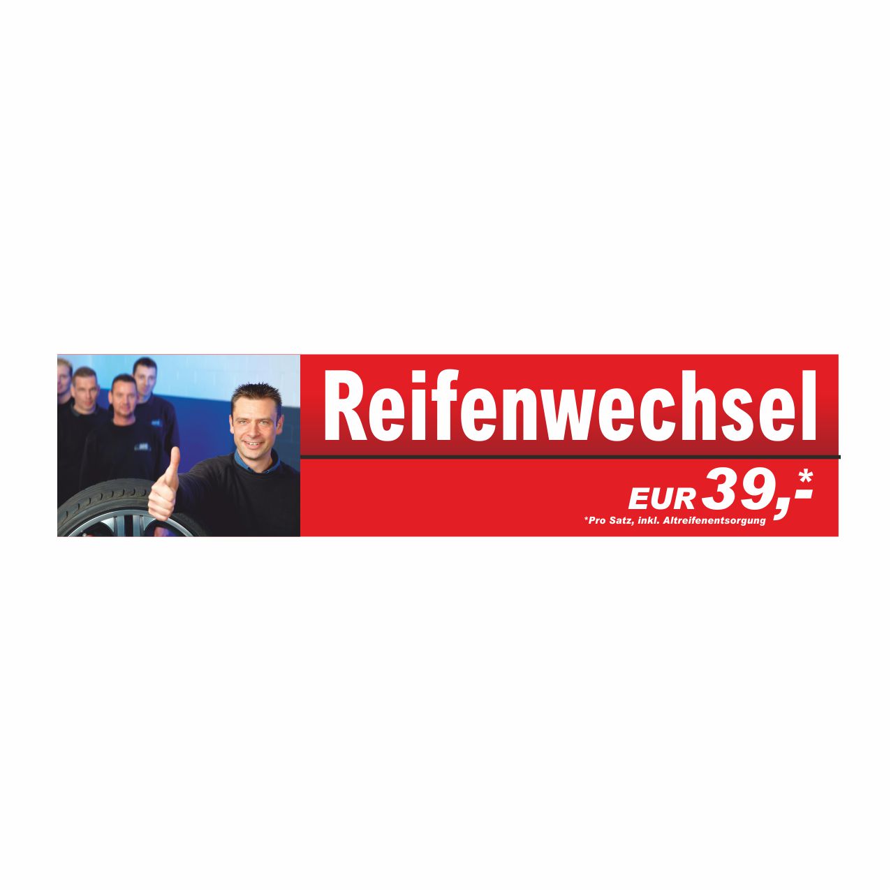 Vorschau: Werbebanner Reifenwechsel, 300 x 70 cm