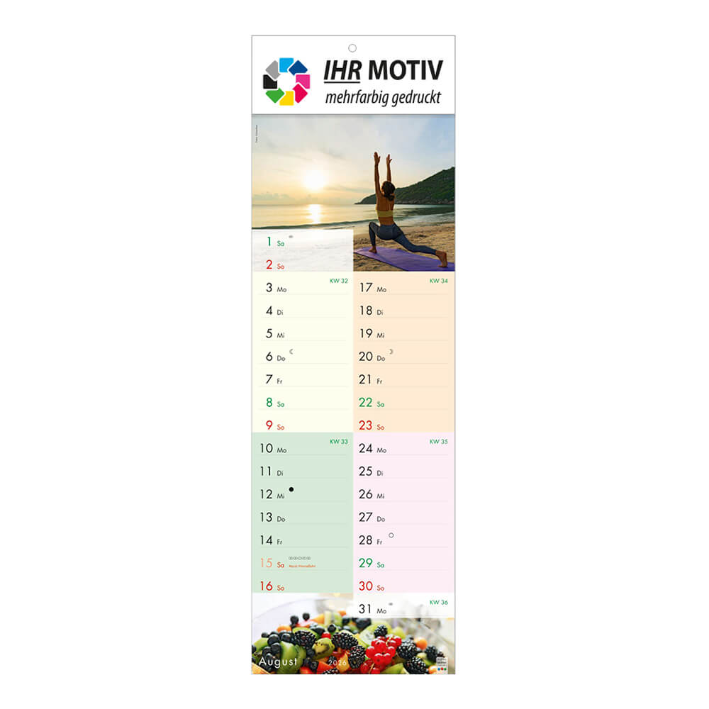 Streifenkalender fit und gesund Monat August