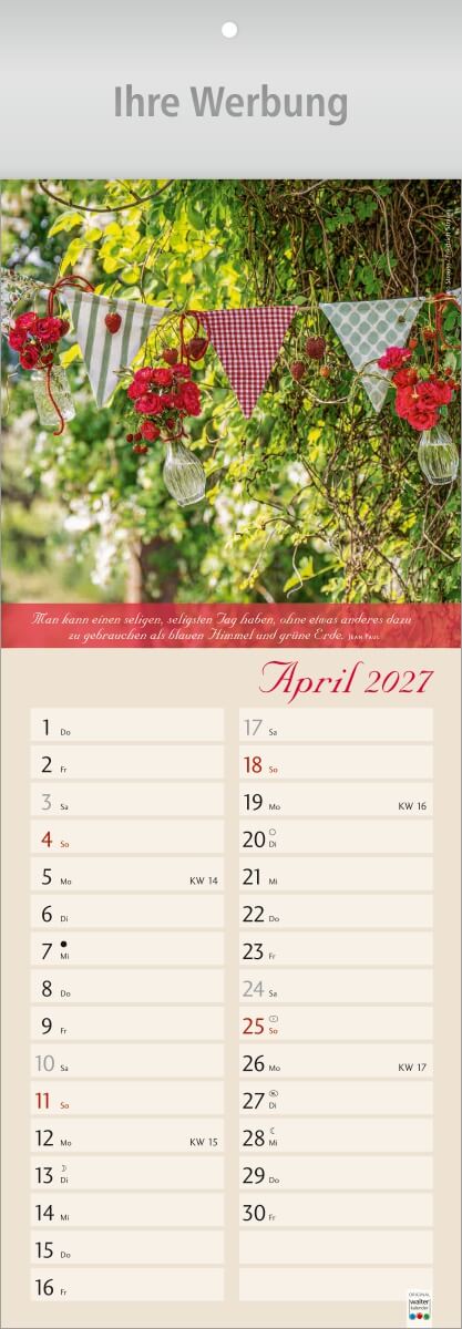 Streifenkalender Landleben, Ausgabe 2027 Monat April