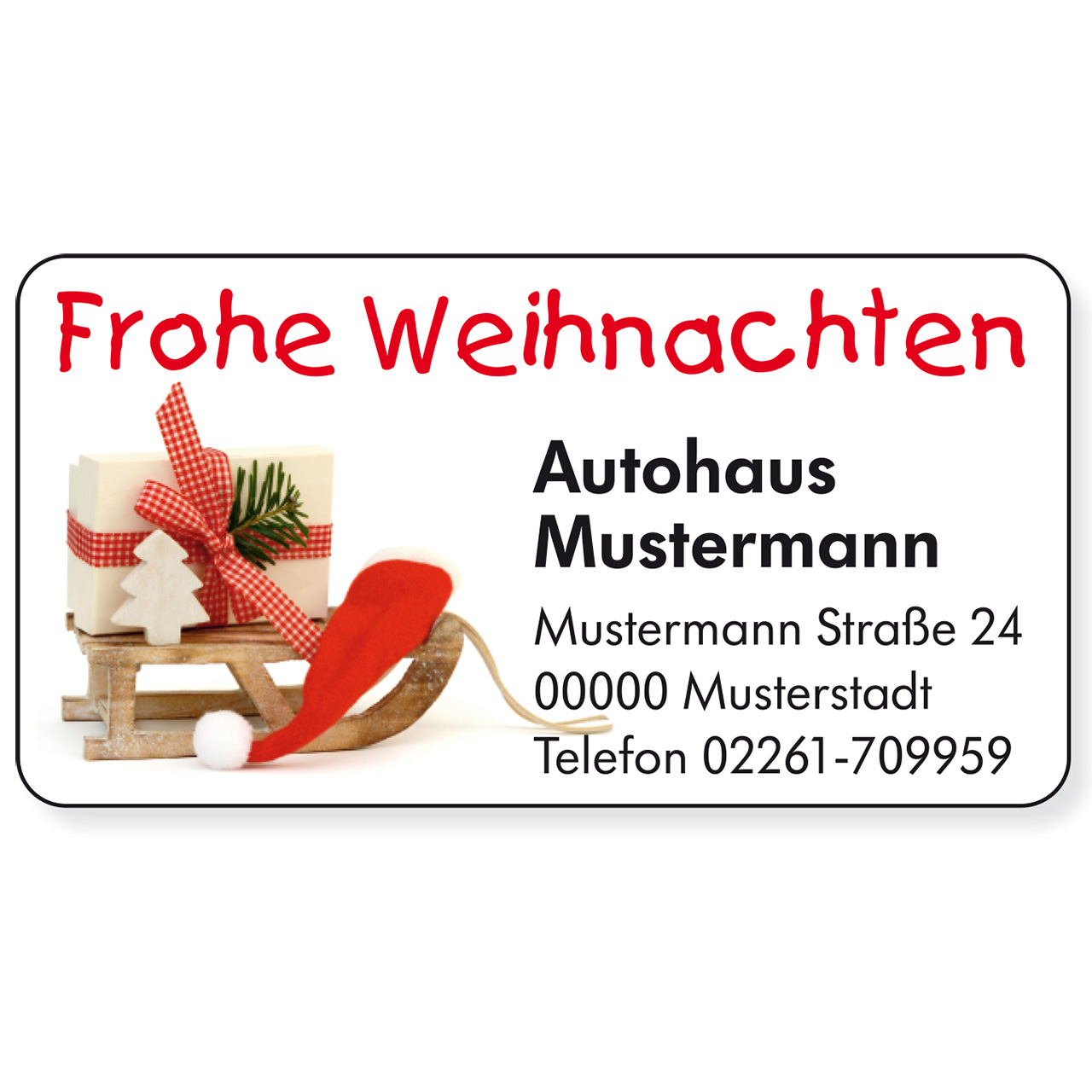 Vorschau: Weihnachts-Aufkleber, Motiv Schlitten