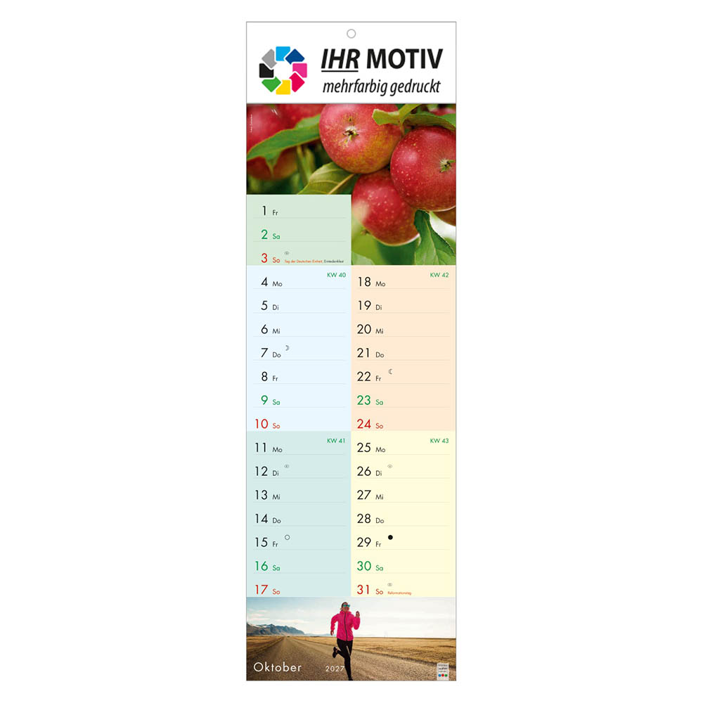 Streifenkalender fit und gesund, Ausgabe 2027 Monat Oktober