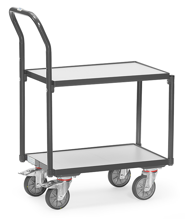 Vorschau: Fetra ESD-Etagenroller mit Rohrschiebebügel 2 Etagen mit Rand, Ladefl 605 x 408 mm