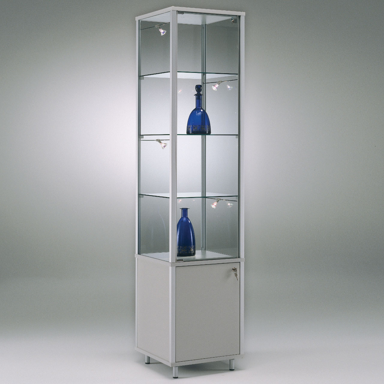 Vorschau: Vitrine mit Unterschrank, 1 Tür, 3 Fachböden